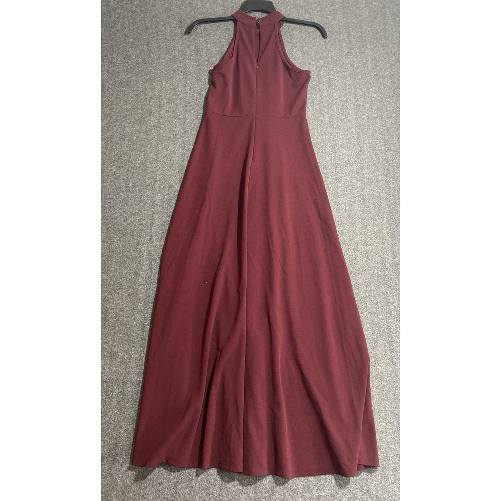Women's Halter Neck Floor Length Formal Dress W/Split at Legs,Burgundy Size M